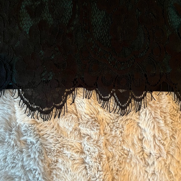 Vanity Black Lace Overlay Teal Top Blouse 3/4 Length Sleeve Women’s Small - Picture 5 of 8